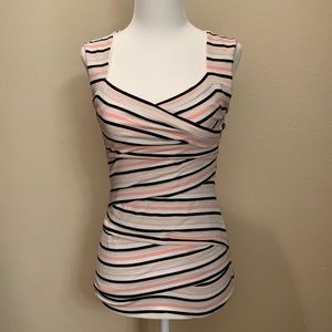 White House Black Market XS Stripe ruched Vneck